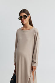  Maternity Organic Cotton Maxi Dress (Café Crème) 5