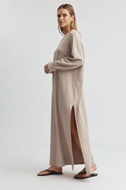  Maternity Organic Cotton Maxi Dress (Café Crème) 6
