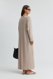  Maternity Organic Cotton Maxi Dress (Café Crème) 7