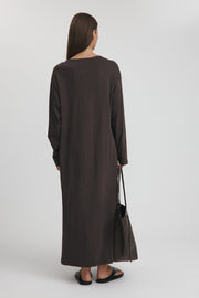 Maternity Organic Cotton Maxi Dress (Chocolate) 11