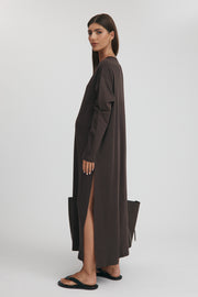 Maternity Organic Cotton Maxi Dress (Chocolate)  6