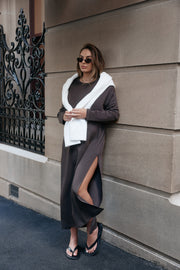 Maternity Organic Cotton Maxi Dress (Chocolate)  7