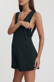 Maternity Organic Cotton Short Romper (Black) 10