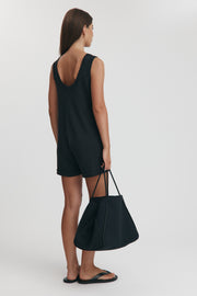 Maternity Organic Cotton Short Romper (Black) 11
