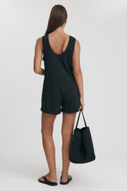 Maternity Organic Cotton Short Romper (Black) 12