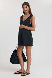 Maternity Organic Cotton Short Romper (Black) 2