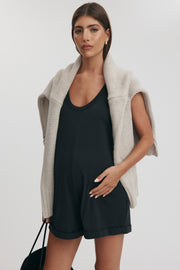 Maternity Organic Cotton Short Romper (Black) 9