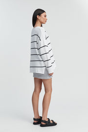 Maternity Organic Cotton Skirt (White/Black Stripe) 14