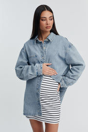 Maternity Organic Cotton Skirt (White/Black Stripe) 6