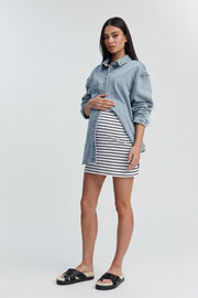 Maternity Organic Cotton Skirt (White/Black Stripe) 8