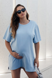 Maternity Organic Cotton T-Shirt Dress (Cornflower) 3