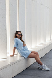 Maternity Organic Cotton T-Shirt Dress (Cornflower) 5