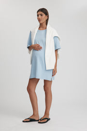 Maternity Organic Cotton T-Shirt Dress (Cornflower) 8