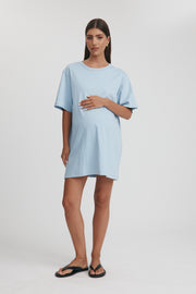 Maternity Organic Cotton T-Shirt Dress (Cornflower) 9