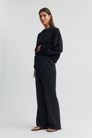 Maternity Organic Cotton Wide Leg Pant (Black) 3