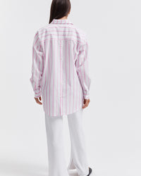 Maternity Pink Stripe Cotton Shirt 10