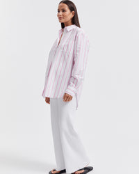 Maternity Pink Stripe Cotton Shirt 1