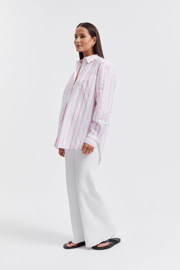 Maternity Pink Stripe Cotton Shirt 1