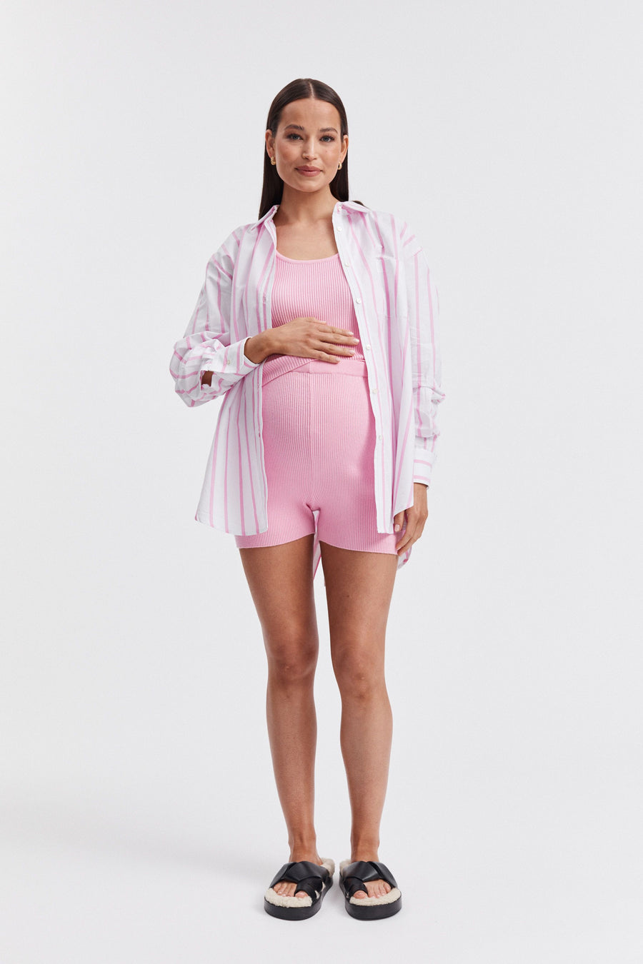 Maternity Pink Stripe Cotton Shirt 6