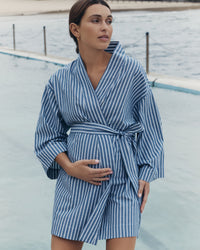 Maternity Poolside Robe (Blue/White Stripe) 1