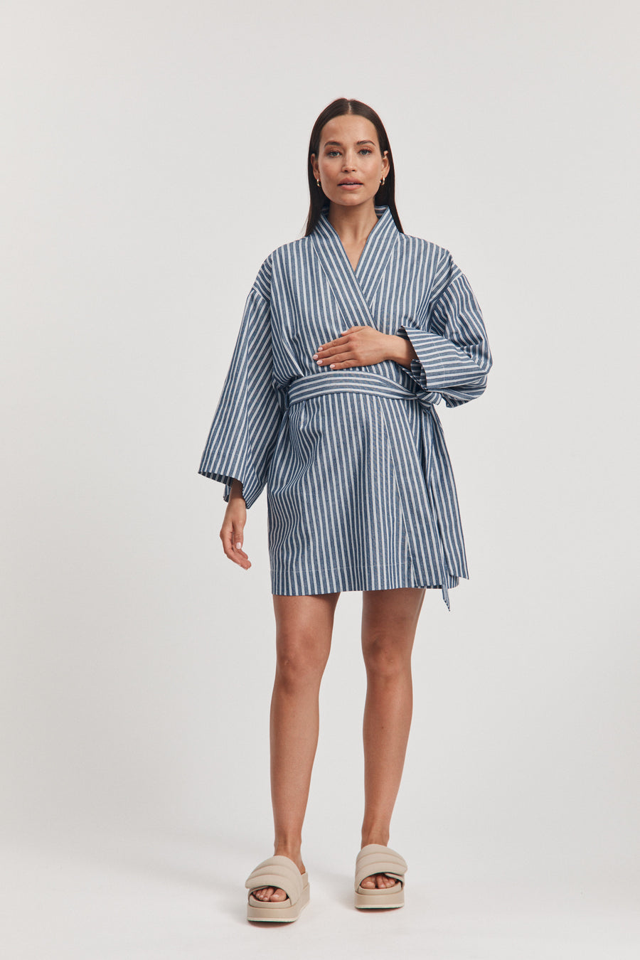 Maternity Poolside Robe (Blue/White Stripe) 2