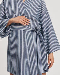 Maternity Poolside Robe (Blue/White Stripe) 4