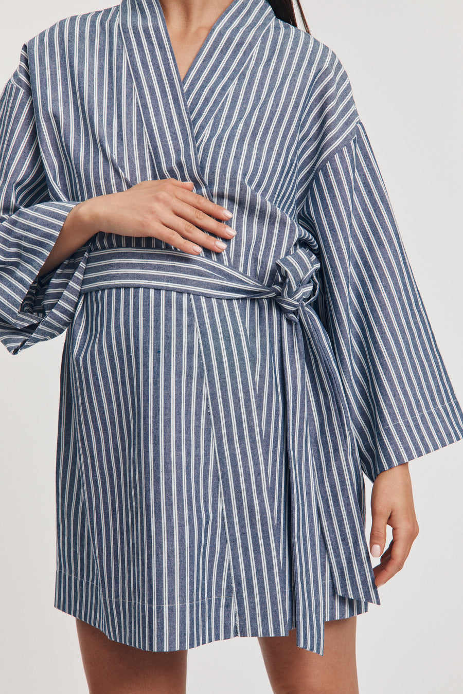 Maternity Poolside Robe (Blue/White Stripe) 4