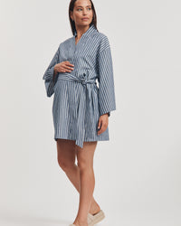 Maternity Poolside Robe (Blue/White Stripe) 6