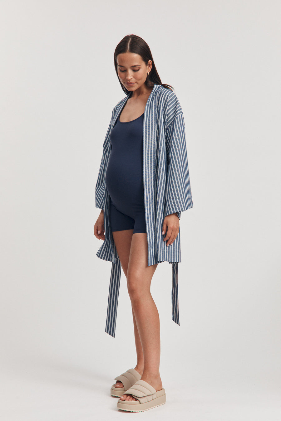 Maternity Poolside Robe (Blue/White Stripe) 7