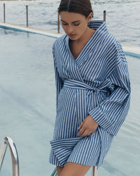 Maternity Poolside Robe (Blue/White Stripe) 8