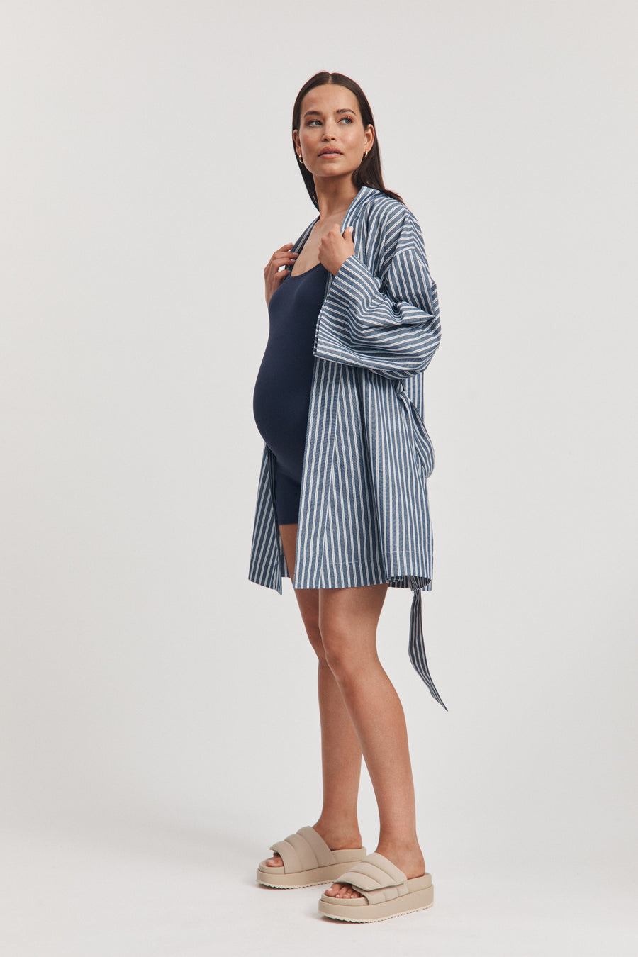 Maternity Poolside Robe (Blue/White Stripe) 9