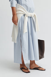 Maternity Poplin Maxi Shirt Dress (Blue Stripe) 6