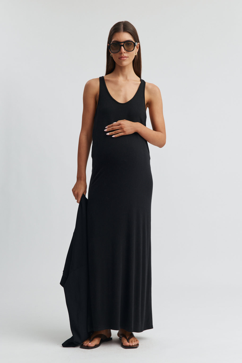 racer back jersey dress Maternity (Black) St agni