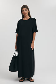 Maternity Relaxed T-Shirt Maxi Dress (Black) 2