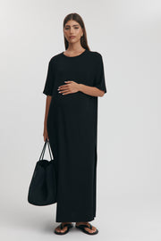 Maternity Relaxed T-Shirt Maxi Dress (Black) 4