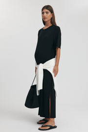 Maternity Relaxed T-Shirt Maxi Dress (Black) 5
