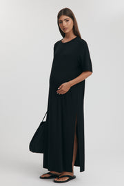 Maternity Relaxed T-Shirt Maxi Dress (Black) 6