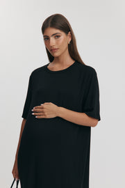 Maternity Relaxed T-Shirt Maxi Dress (Black) 8
