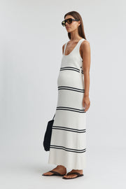 Maternity Resort Dress (Off White/Black Stripe) 1
