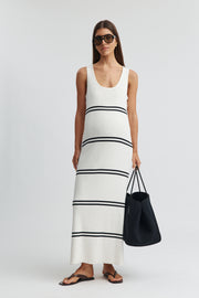 Maternity Resort Dress (Off White/Black Stripe) 3
