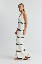 Maternity Resort Dress (Off White/Black Stripe) 4