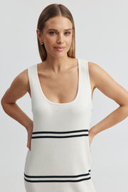 Maternity Resort Dress (Off White/Black Stripe) 5