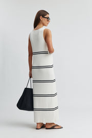 Maternity Resort Dress (Off White/Black Stripe) 7