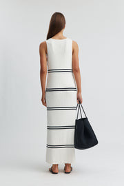 Maternity Resort Dress (Off White/Black Stripe) 8