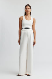 Maternity Rib Knit Crop (Off White/Black) 1