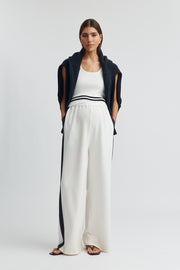 Maternity Rib Knit Crop (Off White/Black) 2