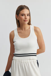 Maternity Rib Knit Crop (Off White/Black) 5