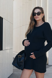 Maternity Rib Knit Mini Dress (Black) 1