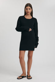 Maternity Rib Knit Mini Dress (Black) 2