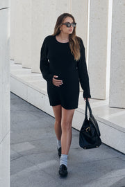 Maternity Rib Knit Mini Dress (Black) 3